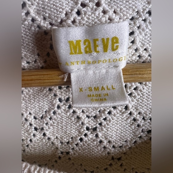 Maeve Short-Sleeve Pointelle Sweater in soft cream color.  Size XS - Picture 9 of 12
